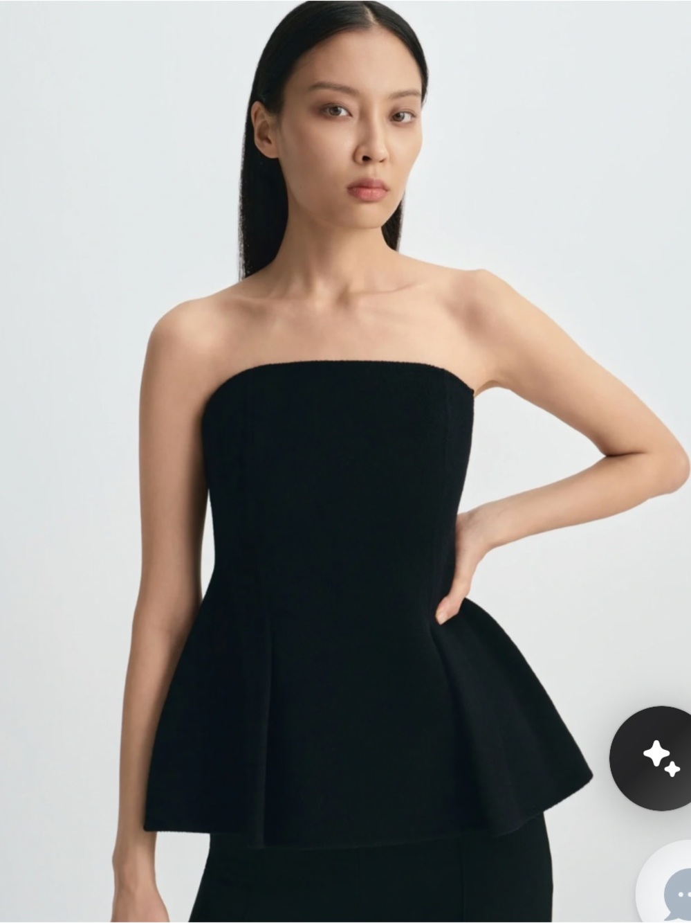 Sophie Rue Black Strapless Peplum Dress Top - Women